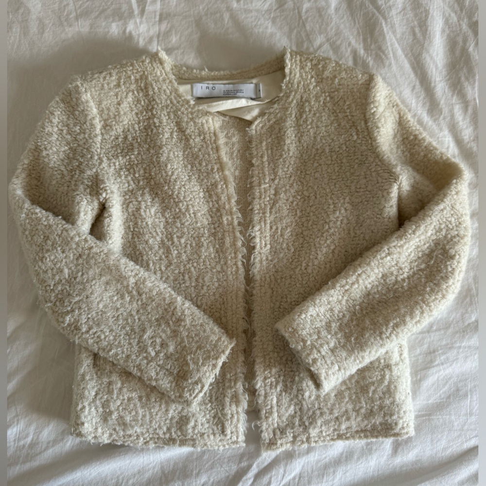 IRO Cream Textured Knit Cardigan
